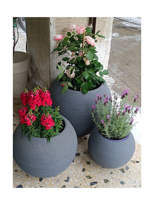 Plastic Planter Spherical Shape Anthracite Sfri50 50x42