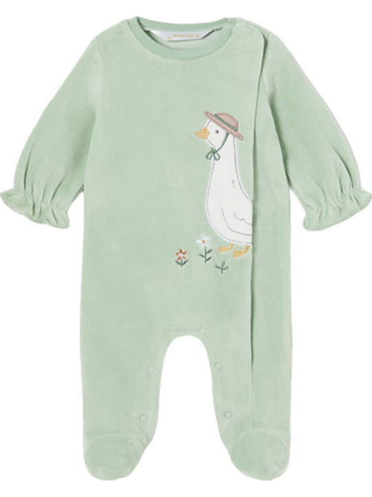 Mayoral Baby Bodysuit Set Long-Sleeved Velvet Green 2pcs
