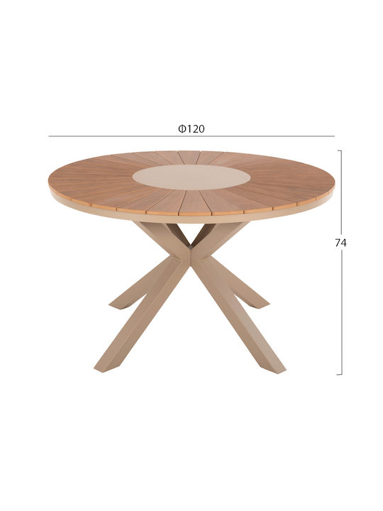 Tisch Stabil Moril Champagne-natural 120x120x74cm