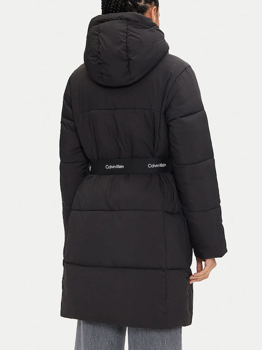 Calvin Klein Μακρύ Γυναικείο Puffer Μπουφάν για Χειμώνα Black