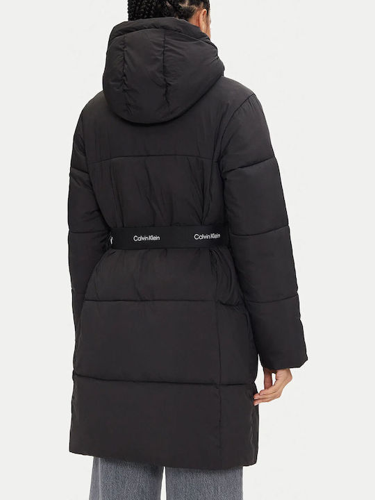 Women's Long Puffer Jacket for Winter Black