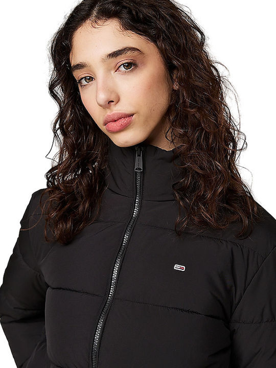 Κοντό Γυναικείο Puffer Μπουφάν για Χειμώνα Black