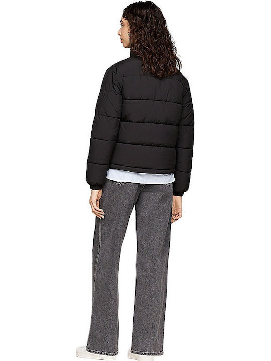 Κοντό Γυναικείο Puffer Μπουφάν για Χειμώνα Black
