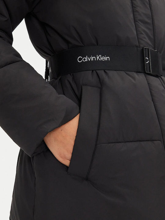 Women's Long Puffer Jacket for Winter Black