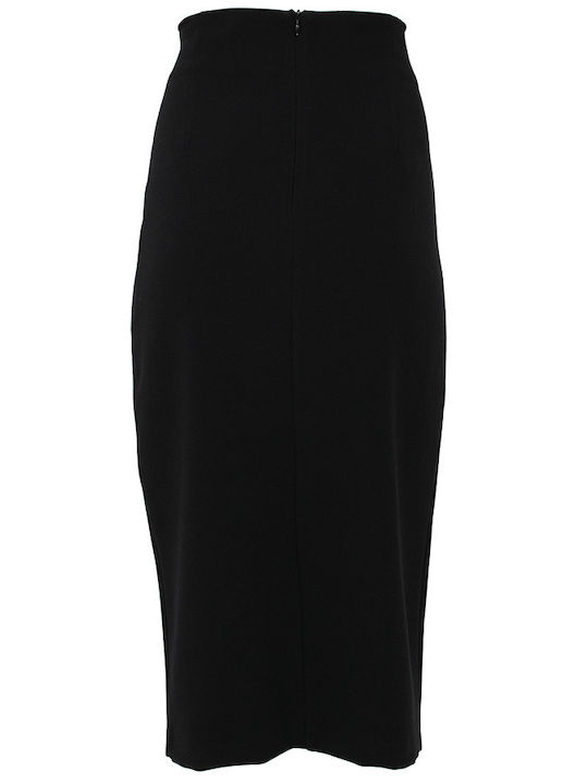 Forel Pencil High Waist Midi Skirt Black