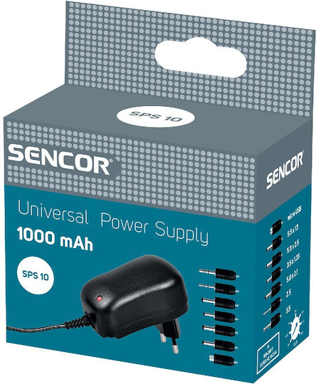 Universal Charger Sencor SPS 10 1000mAh Detachable Plugs Micro USB 5.5 x 1.5 5.5 x 2.5 3.5 x 1.35 5.0 x 2.1 2.5mm 3.5mm