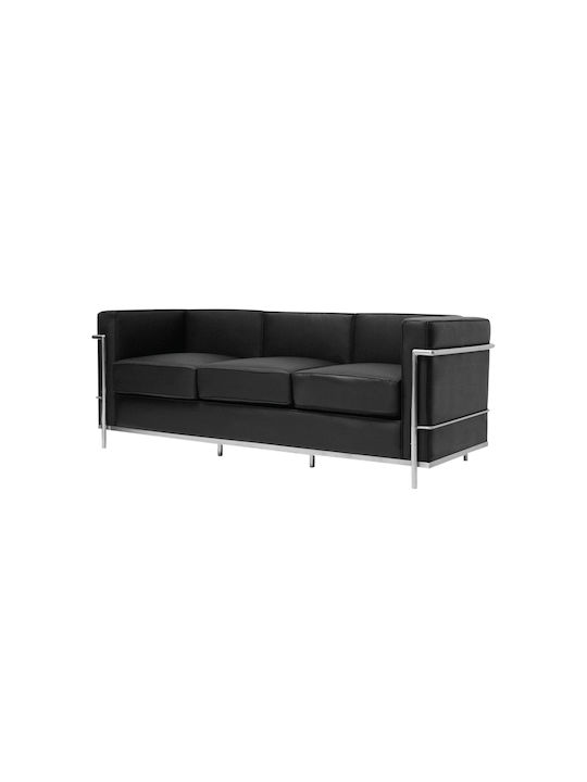 Genova Three-Seater Couch Artificial Leather Black 188x73x71 cm E947,32