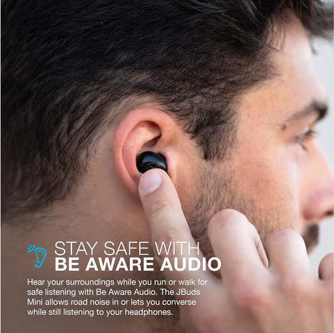 Jlab JBuds Mini Bluetooth Handsfree Earphones with Sweat Resistance and Charging Case Black