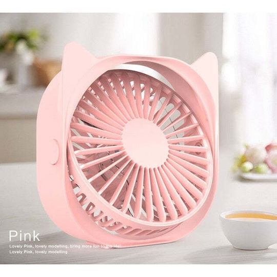 Mini Usb Desk Fan Flippy 360 Degree Rotation 3 Speeds 13.5 X 12.8 Cm Pink