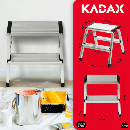 Kadax Leiter Aluminium mit 2 Stufen