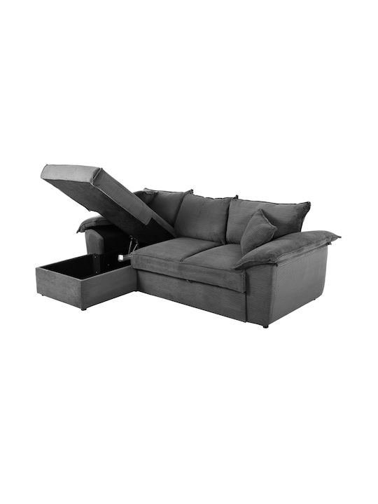 Aldo Corner Couch Bed with Left Corner & Storage Space Anthracite 256x159x87 cm
