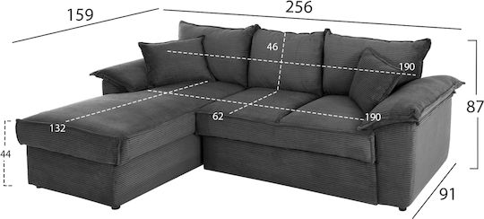 Aldo Ecksofa Schlafsofa mit Linker Ecke & Stauraum Anthrazit 256x159x87cm