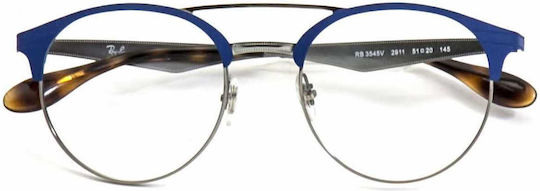 Ray Ban Metal Eyeglass Frame Blue RB3545 2911/51