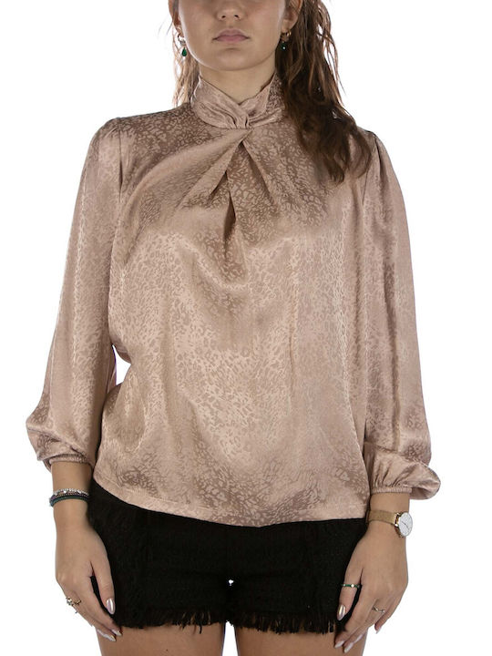 Gaudi Women's Blouse with Buttons Animal Print Pink