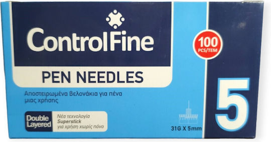 Controlfine Pen Needles Βελόνες Ινσουλίνης 5mm 31g 100 Τεμάχια