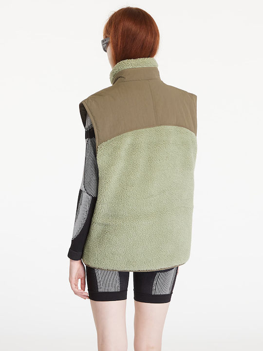 City Escape Reversible Vest Κοντό Γυναικείο Αμάνικο Μπουφάν Διπλής Όψης για Χειμώνα Tent Green / Olive Strata