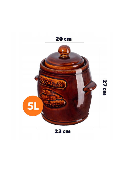 Kadax Vase General Use with Lid Ceramic Brown 5000ml