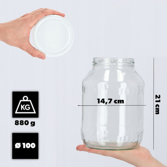 Kadax Set 8 Bucăți Vaze Utilizare Generală cu Capac Sticlă Transparentă 2500ml 8 Bucăți