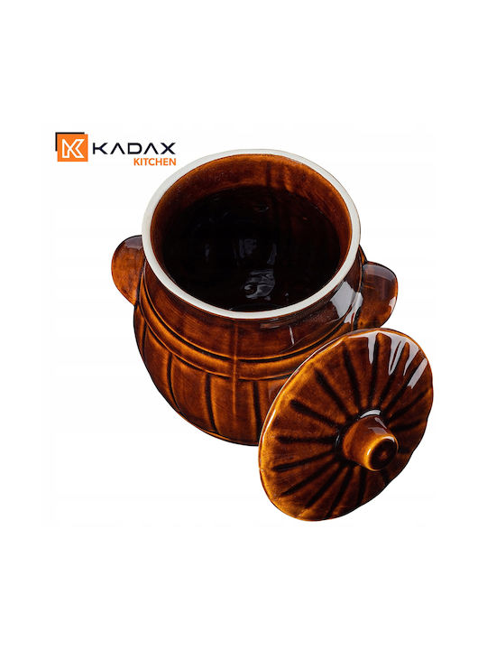 Kadax Set 1buc Borcane Utilizare Generală cu capac Ceramică Maro 2700ml