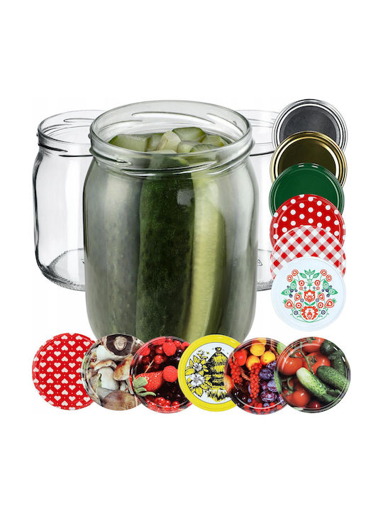 Kadax Set 8buc Borcane Uz General cu capac Sticlă Transparent 540ml