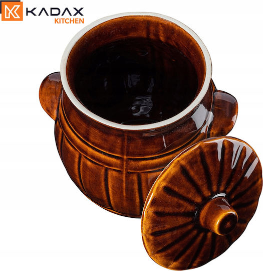 Kadax Ваза Обща Употреба с Капак Керамика Кафява 2700ml