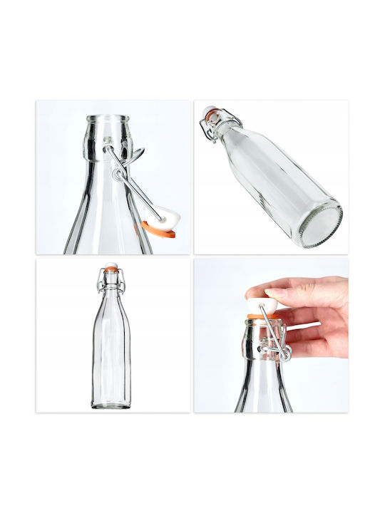 Kadax Flasche Wasser Glas mit Korken Transparent 1000ml 3 Stück