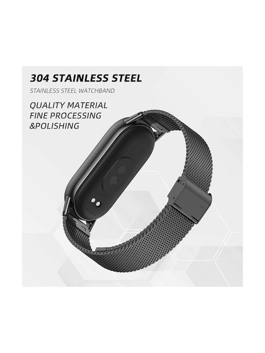 Techsuit Λουράκι Ανοξείδωτο Ατσάλι Μαύρο (Xiaomi Mi Band 8 / 8 NFC / 9 / 9 NFC)