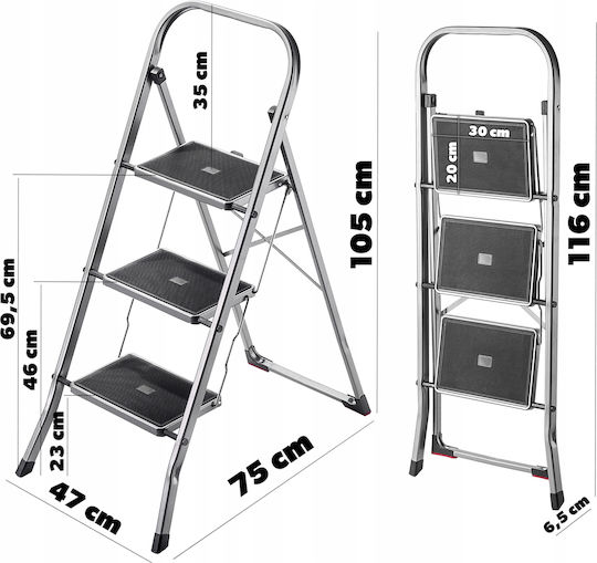 Kadax Step Ladder Aluminum 3 Steps