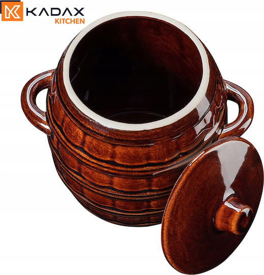 Kadax Βάζο Γενικής Χρήσης με Καπάκι Κεραμικό Καφέ 8000ml