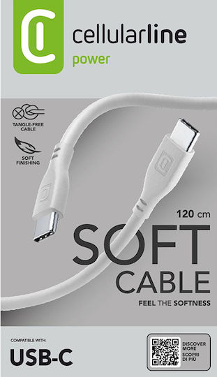 Cellular Line Regular USB 2.0 Cablu USB-C bărbătesc - USB-C Gri 1.2m (USBDATASOFTC2CD)