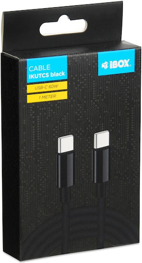 iBox USB 2.0 Cable USB-C male - USB-C 60W Μαύρο 1m IKUTCS1B