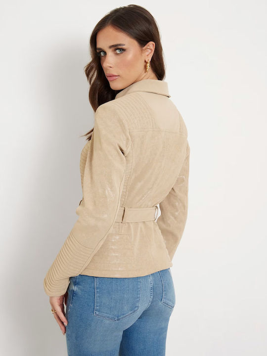 Guess Damen Bikerjacke Beige