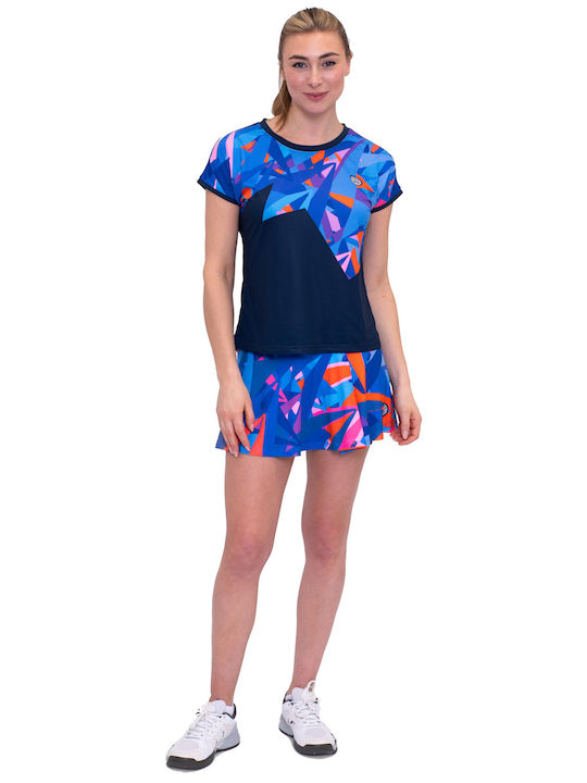 Bidi Badu Spike Bedruckter Wavy Damen Tennisrock Dunkelblau Blau