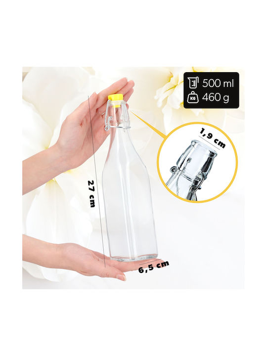 Kadax Flasche Wasser Glas mit Clip Transparent 500ml 3 Stück