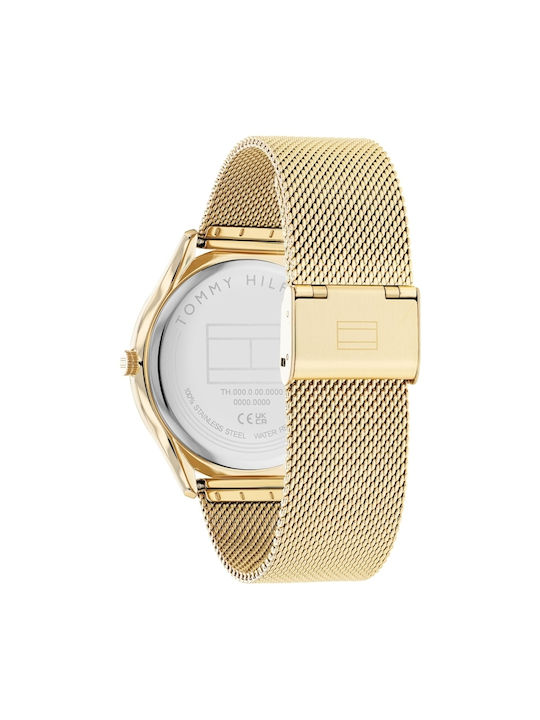 Tommy Hilfiger Uhr Batterie mit Gold Metallarmband