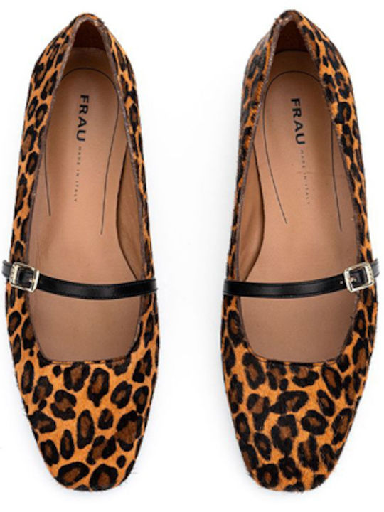 Leather Ballerinas With strap Multicolour