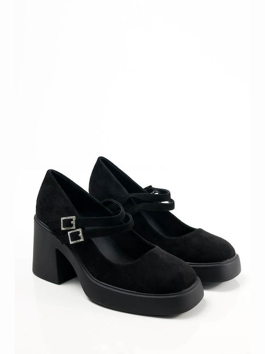 Suede Γόβες Μαύρες