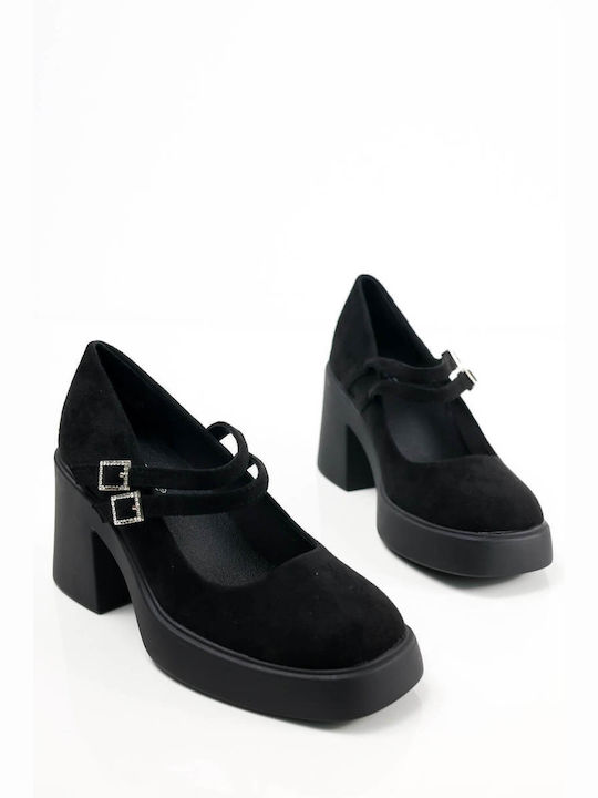 Suede Γόβες Μαύρες