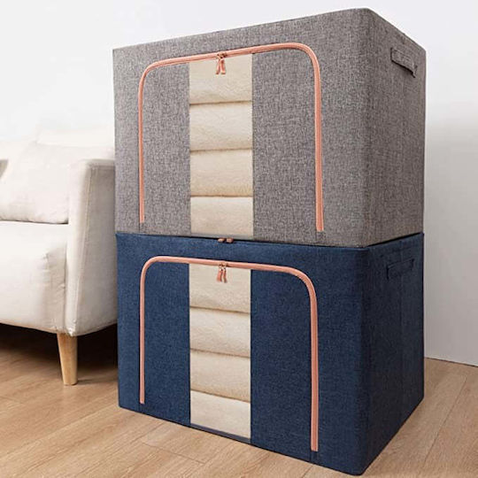 Fabric Storage Box with Lid Blue 50x40x33cm 1pcs