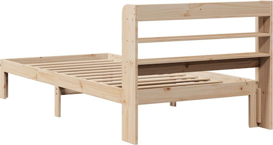 Holz-Einzelbett Braune mit Lattenrost für Matratze 82x200cm
