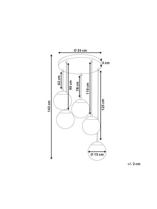 Beliani Suspendat Candelabru Negru