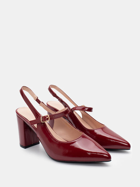 Luigi Patent Leather Pointed Toe Burgundy High Heels