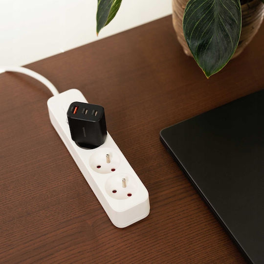 Spacecase Зарядно без кабел с USB-A порт и 2 USB-C порта 30W Черен (SC003B)