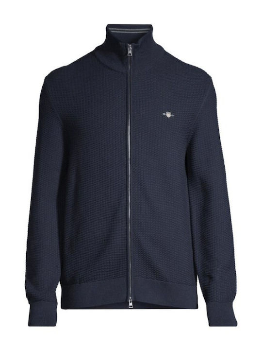 Cotton Men's Knitted Cardigan Navy Blue