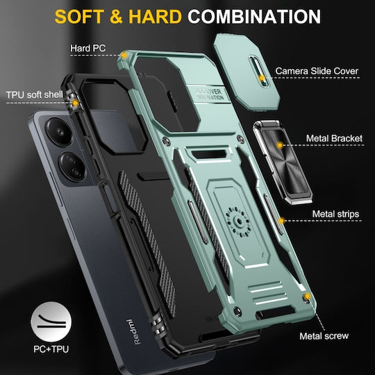 Xiaomi Poco X6/redmi Note 13 Pro 5g Armor Pc + Tpu Κάμερα Ασπίδα Θήκη Τηλεφώνου Αλπικό Πράσινο