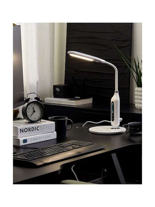 Beliani LED Office Lighting with Flexible Arm in White Color