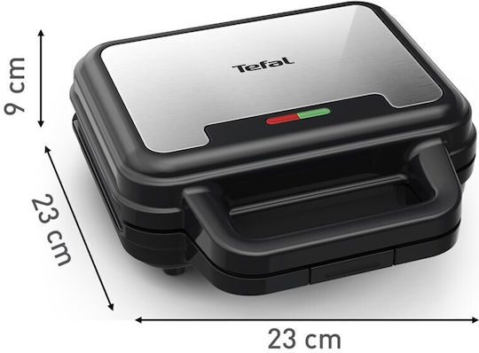 Tefal UltraCompact 3in1 Τοστιέρα με Αποσπώμενες Πλάκες για 2 Τοστ 700W Μαύρη