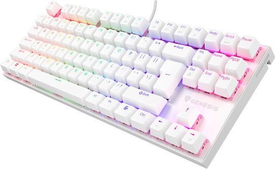 Genesis Thor 303 Gaming Μηχανικό Πληκτρολόγιο Tenkeyless με Outemu Peach Silent διακόπτες και RGB φωτισμό (Αγγλικό US) Λευκό