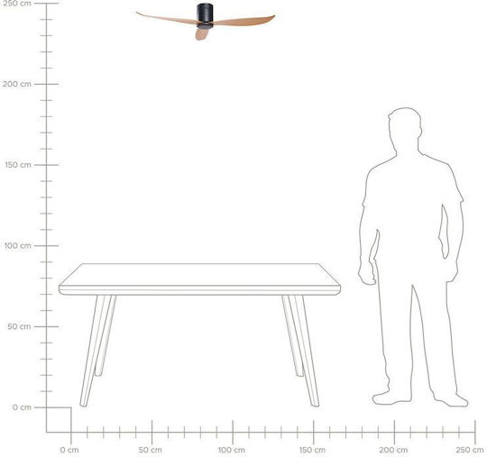 Beliani Malad Ceiling Fan 114cm Black Light Wood