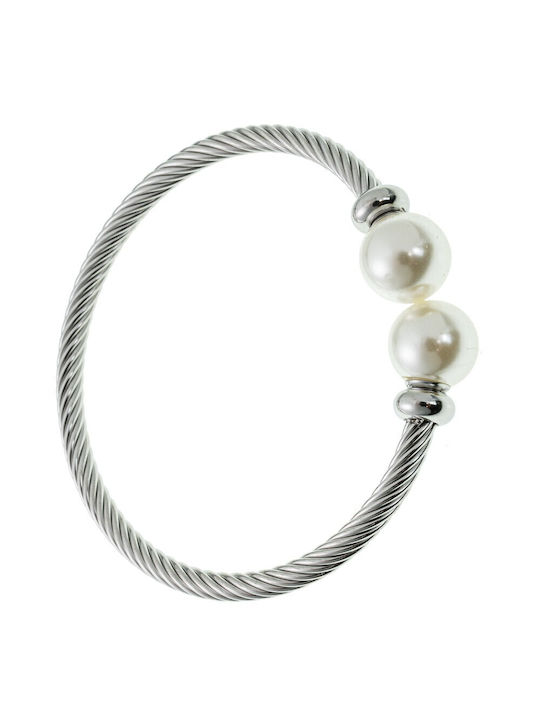 Steel Bangle Bracelet Pearl Design 2312565 Silver Silver